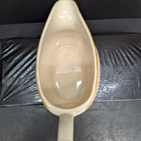 Crown Manor Handpainted Stoneware Desert Winds Pattern Brown Gravy Boat - Picture 5 of 7